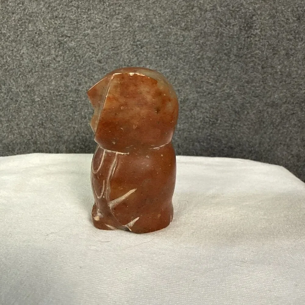 HAND CARVED MARBLE SCULPTURE STONE OWL FIGURINE 2.25” Jasper? - Picture 2 of 7